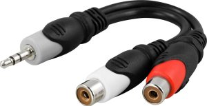 DELTACO multimedie-adapter 3,5mm han til 2xRCA hun