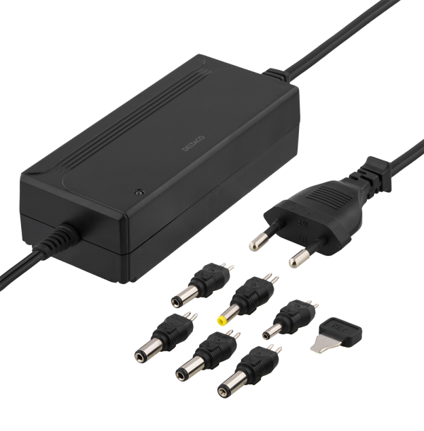 DELTACO power supply 100-240 V, 5-15 V DC 3 A, max 36 W, 6 tips, black