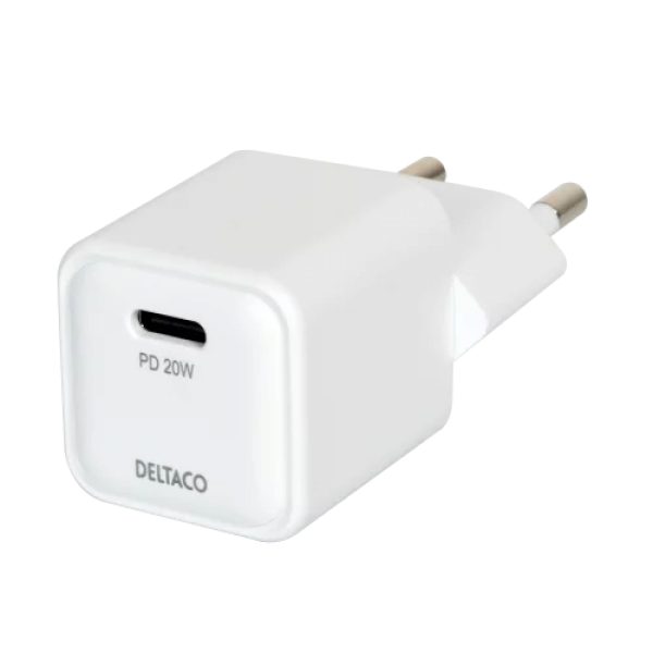 USB-C wall charger, 1x USBC PD, 20 W, white