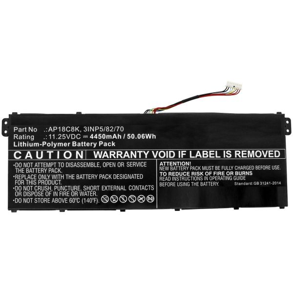 CoreParts Laptop Battery for Acer 50.06Wh Li-Pol 11.25V 4450mAh Black, for Acer Notebook, Laptop Aspire 5