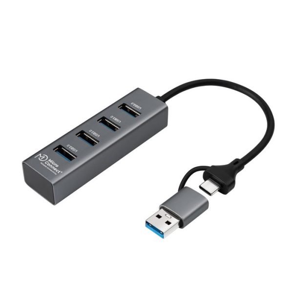 USB 3.0 Hub 4-Port with USB-C , & A connectors, 5Gbps, 0,15m