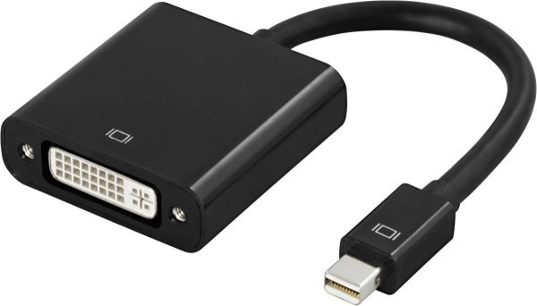 DELTACO mini DisplayPort til DVI-D adapter, han-hun, 0,1m, sort