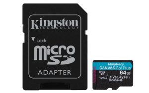 Kingston 64GB microSDXC Canvas Go Plus 170R A2 U3 V30 Card + ADP