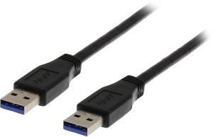 DELTACO USB 3.0 kabel, Type A han - Type A han, 1m, sort