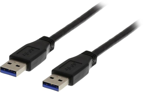 DELTACO USB 3.0 kabel, Type A han - Type A han, 1m, sort