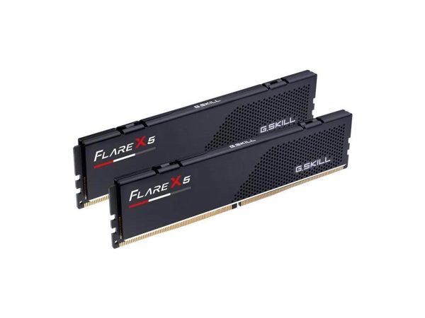G.Skill Flare X5 DDR5-6000 BK C30 DC - 64GB (AMD EXPO) Hukommelse (RAM), 64 GB: 2 x 32 GB (Dual Channel), DIMM 288-pin, DDR5, 6000 MHz / PC5-48000, CL30-40-40-96, 1.40 V, ikke bufferet, Non-ECC, sort, AMD EXPO