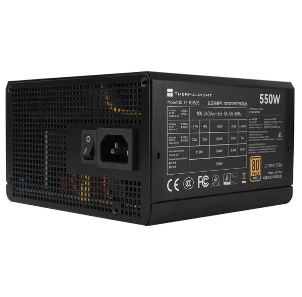 Thermalright TG S (Non-Modular) Sort - Strømforsyning - 550 Watt - 120 mm - 80 Plus Gold certified