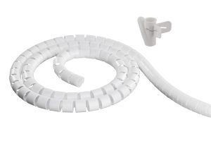 DELTACO Kabelskjulere i nylon, 25mm diameter, værktøj, 5m, hvid