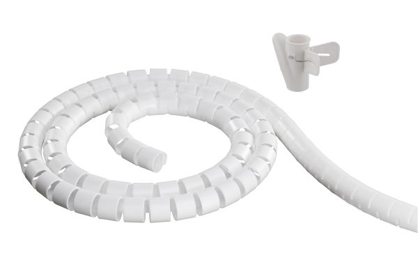 DELTACO Kabelskjulere i nylon, 25mm diameter, værktøj, 5m, hvid