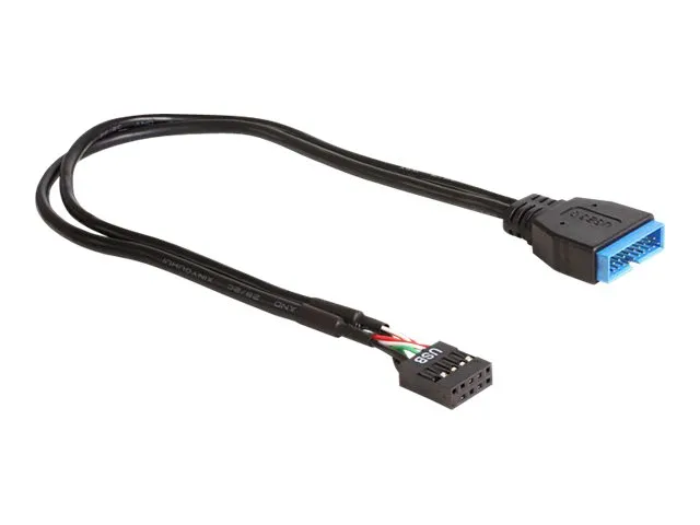 Delock - USB internt kabel - 9 pins USB samlekasse (hun) til 19 pin USB 3.0 samlekasse (han) - 30 cm - sort