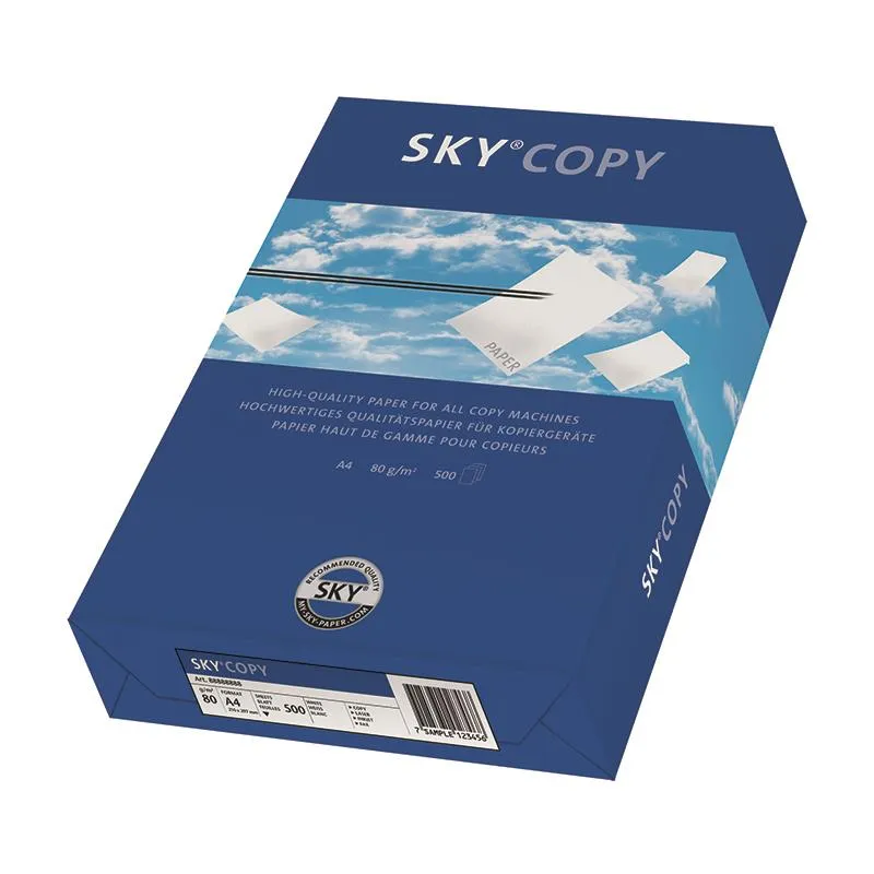 A4 papir SKY Copy 80 g/m2 - Pakke m. 500 ark - Kontorpapir, træfri, hvidt, til kopimaskiner, laserprintere og inkjetprintere