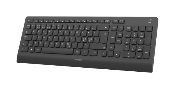 deltaco Bluetooth, Silent full size low-profile keyboard, Black