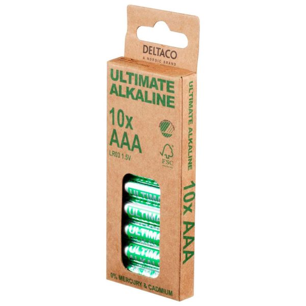 DELTACO Ultimate Alkaline batteries, LR03/AAA size, 10-pack