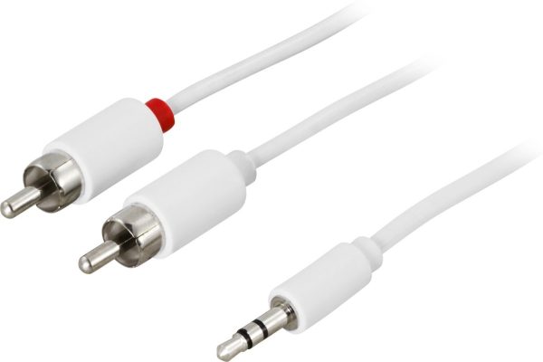 Lydkabel, 3,5mm han - 2xRCA han 3m, hvid