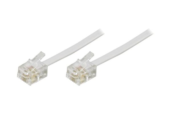 DELTACO modulkabel, 6P6C(RJ12) til 6P6C(RJ12), 10m, hvid