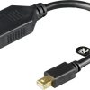 DELTACO DisplayPort-adapter, Mini DisplayPort 20-pin han til DisplayPort 20-pin hun, guldbelagt stik, ledning af ren kobber, 0,2m, sort