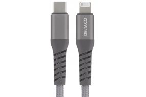 DELTACO USB-C - Lightning cable, 1m, 9V/2A, 5V/3A PD, 5V/2.4A, space g