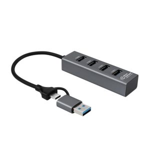 MicroConnect USB 3.0 Hub 4-Port with Gigabit Ethernet and USB-C & A Connectors