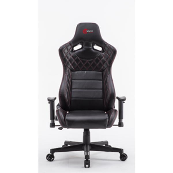 OUTLET: Sinox Gamingstol, Sort, Rød, Justerbar siddehøjde, Justerbart ryglæn, Vippefunktion, Lumbalpude, PU læder - Gaming chair, black - UDSTILLINGSMODEL