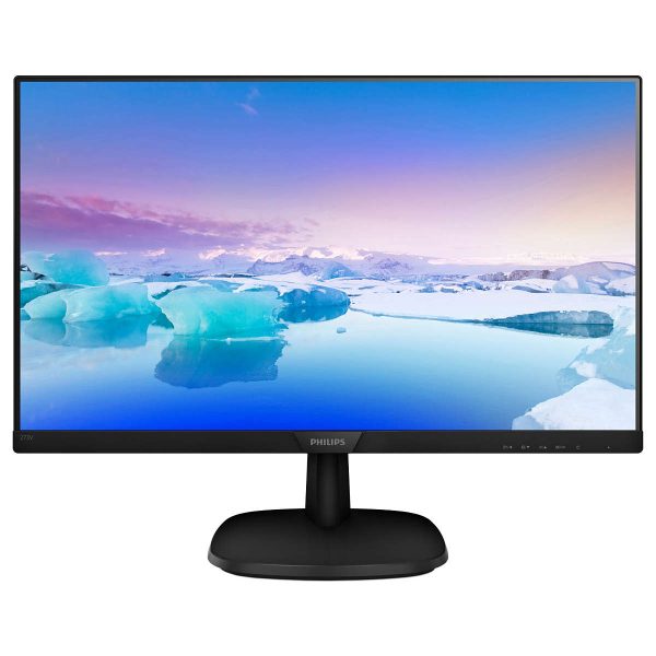 Philips 27" Skærm V-line 273V7QDAB - Sort - 5 ms LED-skærm, 27", 1920 x 1080 Full HD (1080p) @ 60 Hz, IPS, 250 cd/m², 1000:1, 5 ms, HDMI, DVI-D, VGA, højtalere, sort med tekstur