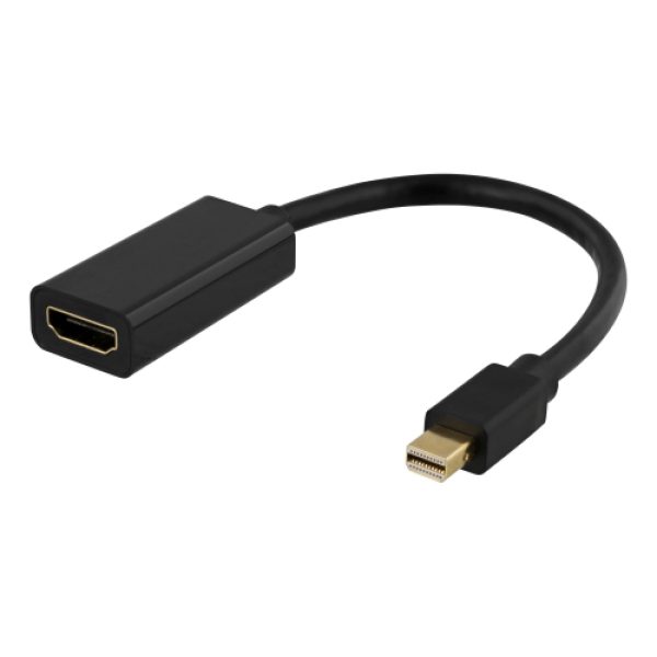 DELTACO Mini DisplayPort till HDMI adapter, 4K 60Hz, 0,2m, Svart