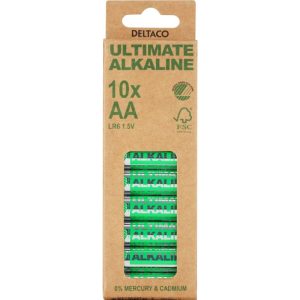 DELTACO Ultimate Alkaline batteries, LR6/AA size, 10-pack