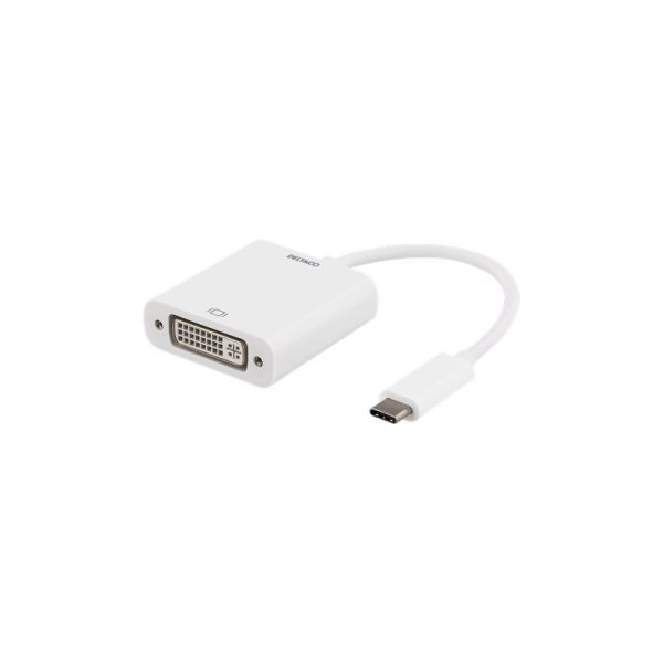 DELTACO USB 3.1 type-C to DVI adapter, 225MHz/2.25Gbps, 1080p, w