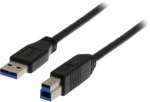 DELTACO, USB 3.0 kabel, USB-A han - USB-B han, 1m, sort