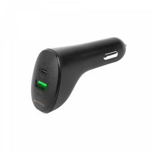 Car Charger, 1x USB-A 18W, 1x USB-C 20W, black
