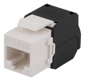 DELTACO Cat6A Keystone jack, toolless clamp termination, plastic, white