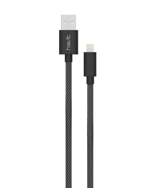 Havit Lightning cable sleeved MFi - Sort 1m