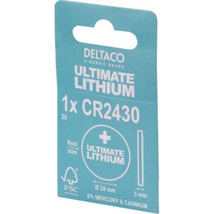 DELTACO Ultimate Lithium battery, 3V, CR2430 button cell, 1-pack