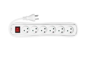 MicroConnect 6-way Danish Socket Power Strip 3m White