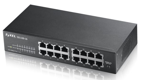 Zyxel GS-1100-16 V3 - Switch - 16 x 10/100/1000 - desktop, monterbar på stativ
