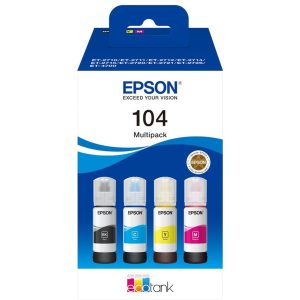 Epson EcoTank 104 - 4-Pack (Yellow Cyan Magenta Black) Ink - Blækrefill Cyan