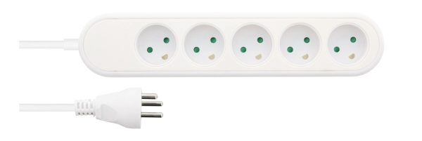 Dansk stikkontakt er 5-vejs jordet og har et indbygget PVC-kabel