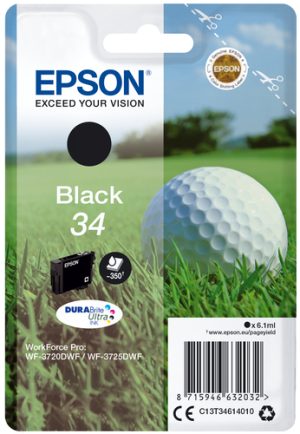 Epson Golf ball C13T34614010 blækpatron 1 stk Original Standard udbytte Sort