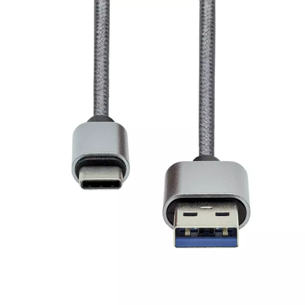 USB-C to USB A 3.0 cable 1M , Silver braiding
