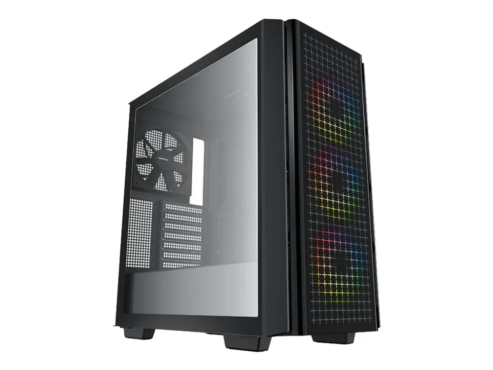 DeepCool CG540 - Mid tower - udvidet ATX - sidepanel med vindue (hærdet glas) - sort