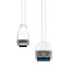 USB-C to USB A 3.0 cable, white