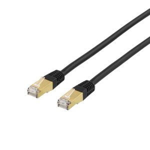 Deltaco S/FTP Cat7 Netværkskabel, 15m, 600MHz, Delta-certificeret, LSZH, RJ45-stik, sort