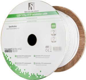 Deltaco F/FTP folieskærmet inst.kabel, Cat6a, LSZH, 305m rulle, 500MHz, Delta-certificeret, hvid