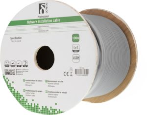 Deltaco S/FTP Cat 7 installationskabel, 100m, 600MHz, Delta-certificeret, grå