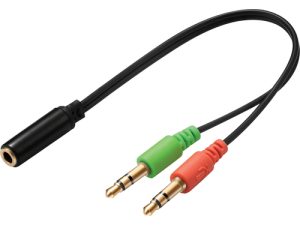 Headset converter(mobile) to , PC Headset converter(mobile) PC, 2 x 3.5mm, Male, 3.5mm, Female, Black