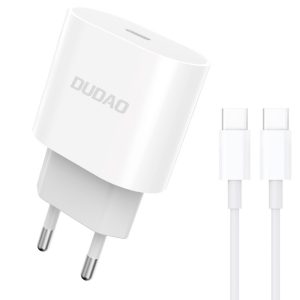 Dudao USB-C PD Adapter 20Watt (1m USB-C til USB-C kabel inkl.) Hvid
