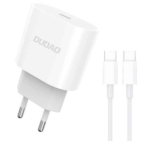 Dudao USB-C PD Adapter 20Watt (1m USB-C til USB-C kabel inkl.) Hvid