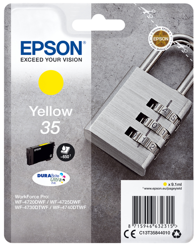 Epson Padlock C13T35844010 blækpatron 1 stk Original Standard udbytte Gul