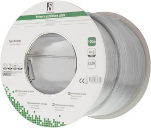 Deltaco F/UTP installationskabel, LSZH, Cat6, 100m rulle, 250MHz, Delta-certificeret, grå