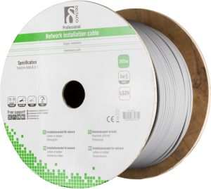 Deltaco F/UTP installationskabel, LSZH, Cat6, 305m rulle, 250MHz, Delta-certificeret, grå
