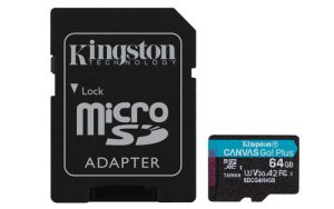 Kingston Canvas Go! Plus - Flashhukommelseskort (microSDXC til SD adapter inkluderet) - 64 GB